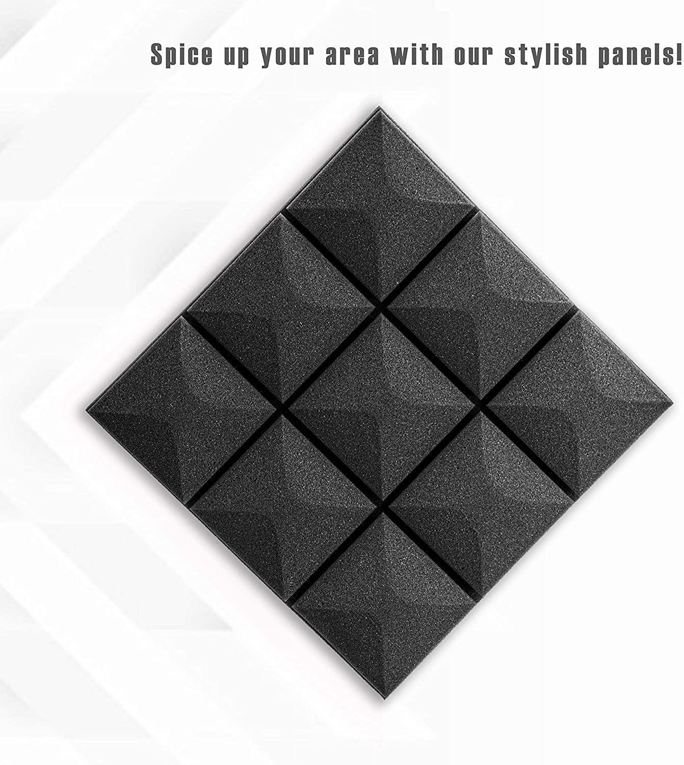 FStop Labs Wedge Tiles Acoustic Panels for Wall, Soundproof Foam, Black, 2'' X 12" X 12", 12 Pack