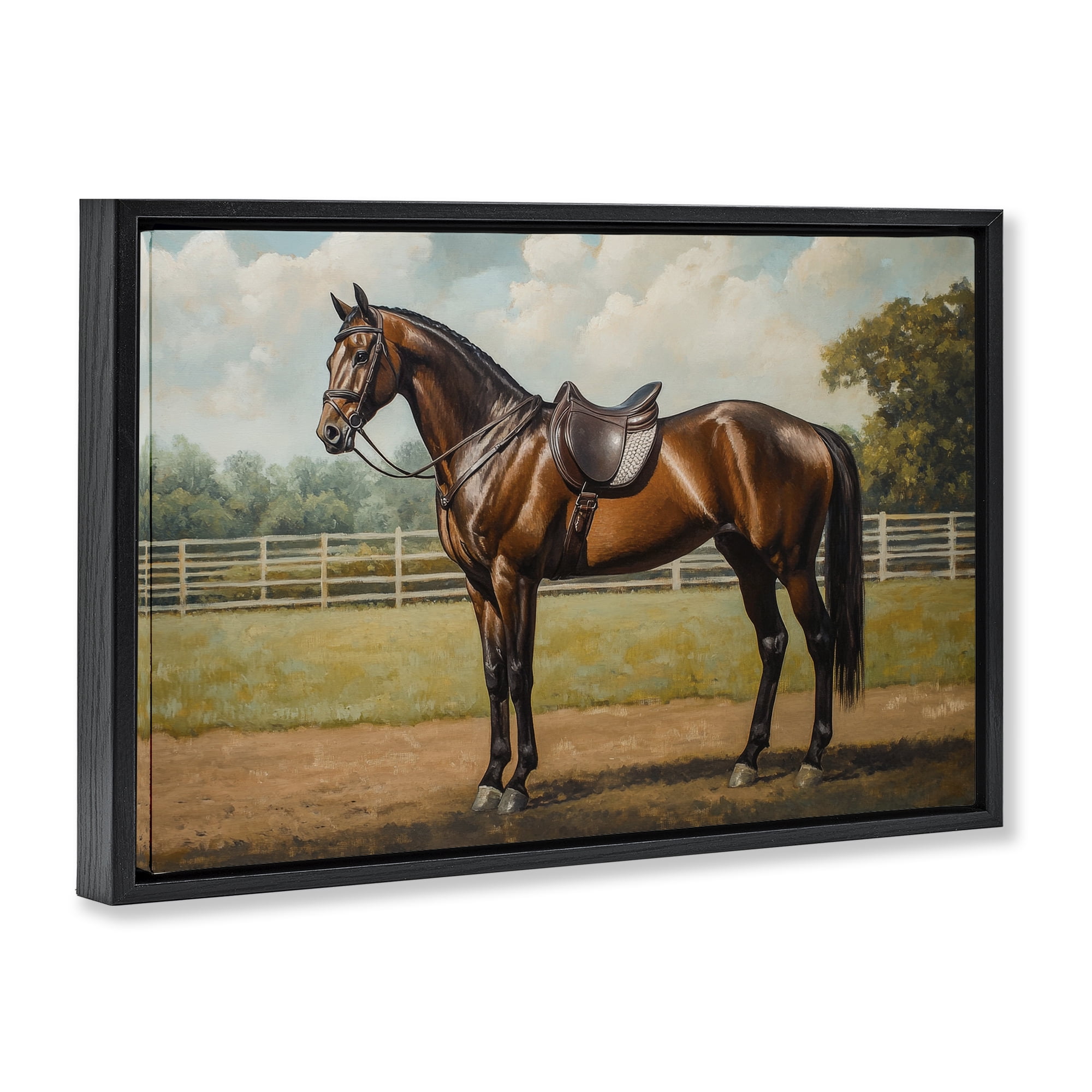 Stupell Industries Saddled & Ready For The Show Black Framed Floater Canvas Wall Art, design by Petal Prints Design