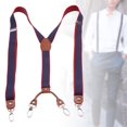 thumbnail image 5 of Suspenders for Men, Elastic Adjustable 4 Back Construction 1 Inch Wide Belt Loops Pants for Work Casual Accessories , Blue, 5 of 8