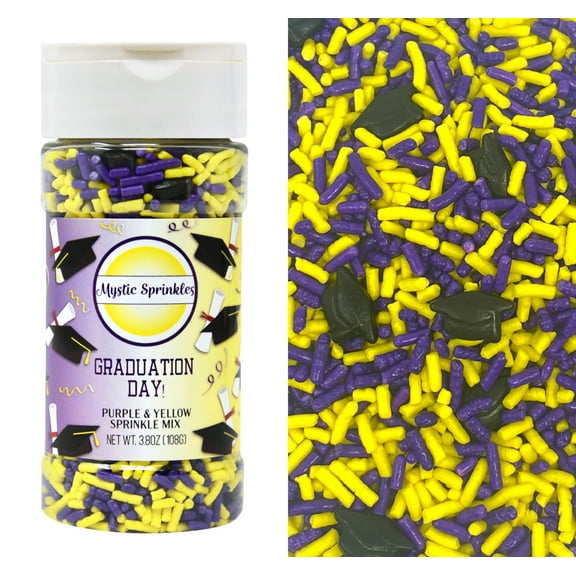 Mystic Sprinkles Graduation Day! Purple & Yellow Sprinkle Mix 3.8 oz