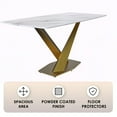 thumbnail image 5 of LeisureMod Voren Mid-Century Modern Dining Table with a 55" Sintered Stone Rectangular Tabletop in Gold Stainless Steel Base for Kitchen and Dining Room, White, 5 of 10
