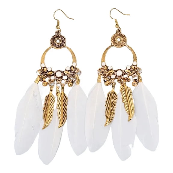 Delicate Earrings New Bohemian Natural Feather Earrings