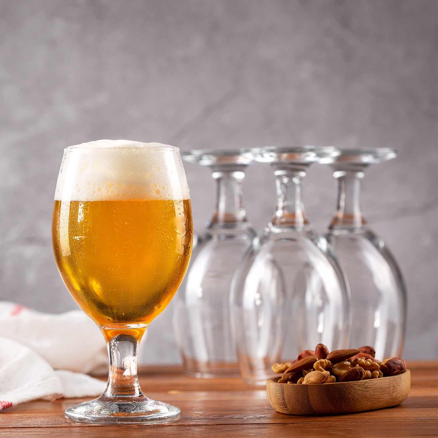 Steen Brugge Gold Rim Stemmed Beer Glass Set of 2 - Olevian