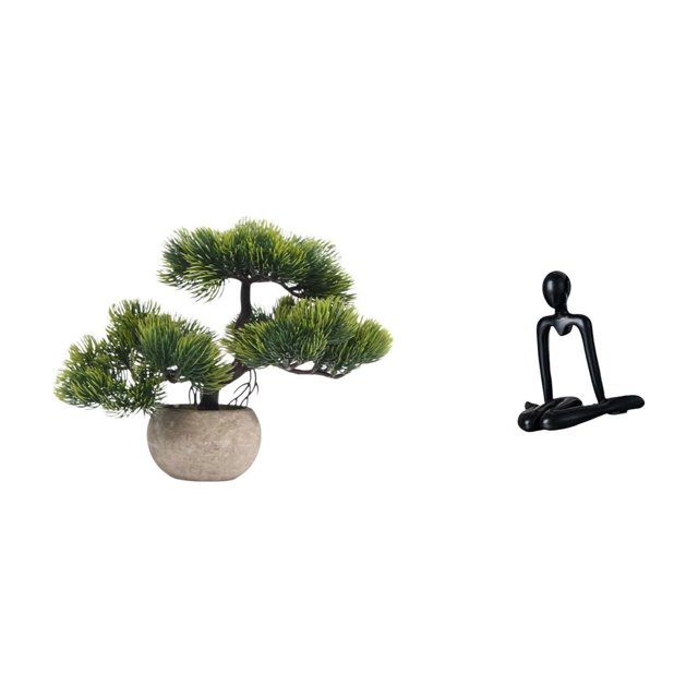 Colección De árboles Bonsái Artificiales, Maceta Con Plantas Artificiales, Centro De Mesa, Escultura Abstracta De Pensador, Figura Decorativa, Adorno De Mesa, Estatua, Armario, Dormitorio,