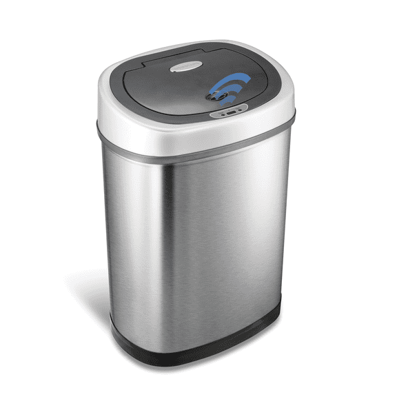 Nine Stars Automatic Kitchen Trash Can, 11 Gallon Stainless Steel Motion Sensor Garbage Bin with Soft Close Lid, Silver