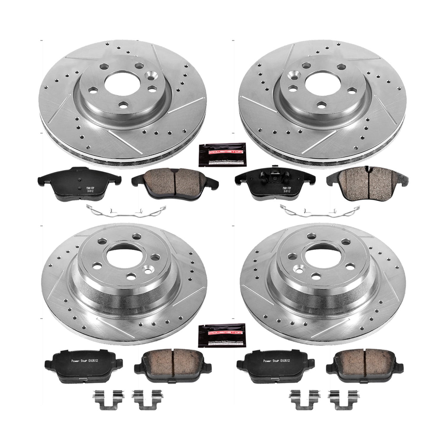 PowerStop Front and Rear Z23 Evolution Sport Carbon-Fiber Ceramic Brake Pad and Drilled & Slotted Rotor Kit Fits: VOLVO Select Models K5610