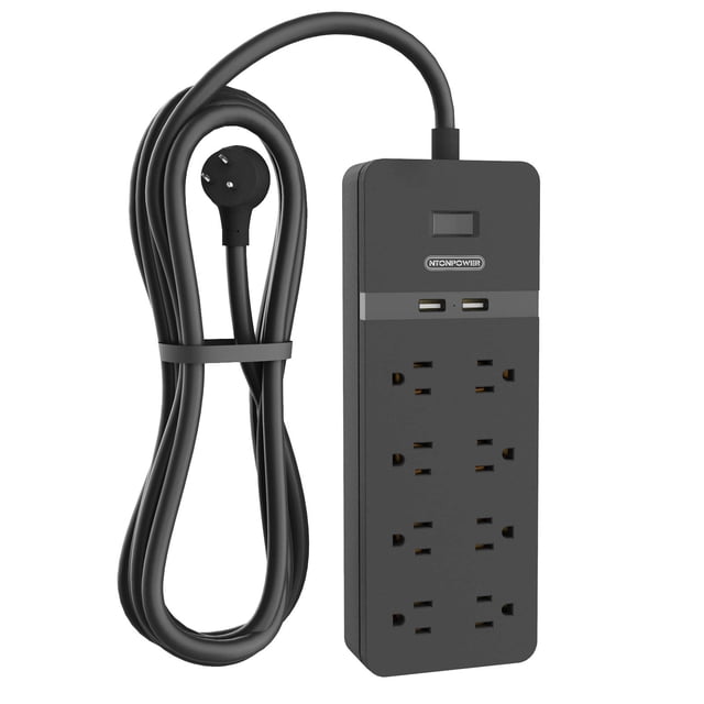 Cable de extensión NTONPOWER de 25 pies con protector contra sobretensiones de 8 salidas