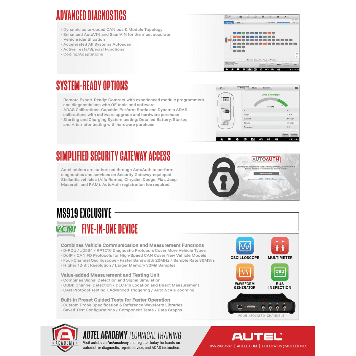 Autel MS909 MaxiSYS Diagnostic Tablet w/ MaxiFLASH VCI