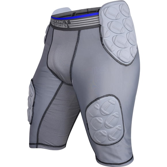 Exxact Sports Touchdown 5-Pad Youth Football Girdle - Football Padded Girdle with Cup Pocket, Boys Padded Compression Shorts (YL, Gray)