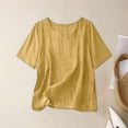 thumbnail image 2 of TAGOLD Womens Short Sleeve Round-Neck Blouses & Shirts Solid Color Round Neck Loose Half Sleeve Top, 2 of 5
