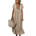 thumbnail image 2 of ITFABS Robes Décontractées à Manches Courtes pour Femmes, Imprimé Floral, Maxi, Amples, Robes de Plage, 2 of 7