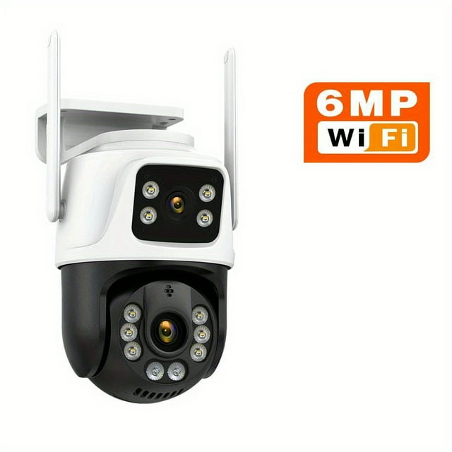 1 Cámara de Seguridad Exterior con 2 Lentes, WiFi Doble-Lente 2.4GHz IP Inalambrica para Monitoreo y Vigilancia en Hogar - AI Detección Humana Visión Nocturna a Color Interior/Externa,