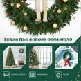 thumbnail image 2 of iCapeson 48in Pre-Lit Christmas Wreath with 150 LED Lights, Lighted Artificial Xmas Wreath with 450 PE/PVC Tips & Golden Ornaments, 8 Modes Remote Control for Front Door Indoor Outdoor Holiday Decor, 2 of 7