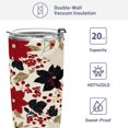 thumbnail image 4 of 20oz Double-Wall Vacuum Insulated Stainless Steel Tumbler with Straws Sports Mugs BPA-Free Red and Blacks Holly Leaves, 4 of 7