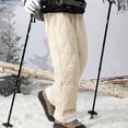 thumbnail image 5 of Men's Packable Winter Snow Pants Warm Down Puffer Thickened Fleece Lined Quilted Waterproof Ski Trousers, 5 of 8