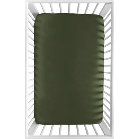 UPC: 0846480087106 | Sweet Jojo Designs Dark Green Boy Fitted Mini Crib Sheet Baby Nursery For Portable Crib or Pack and Play – Solid Color Hunter Forest Olive for Rustic Woodland Camo Deer Collection