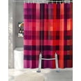 thumbnail image 3 of Split Shower Curtain for Transfer Bench, Red Purple Fabric Shower Curtains for Bathroom, Modern Striped Plaid Abstract Oil Painted Tub Sliding Transfer Bench Waterproof Bath Curtains 72"x78", 3 of 9