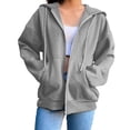 thumbnail image 1 of Top suelto Zulema Chaqueta con capucha de Cremallera Gris L, 1 of 8