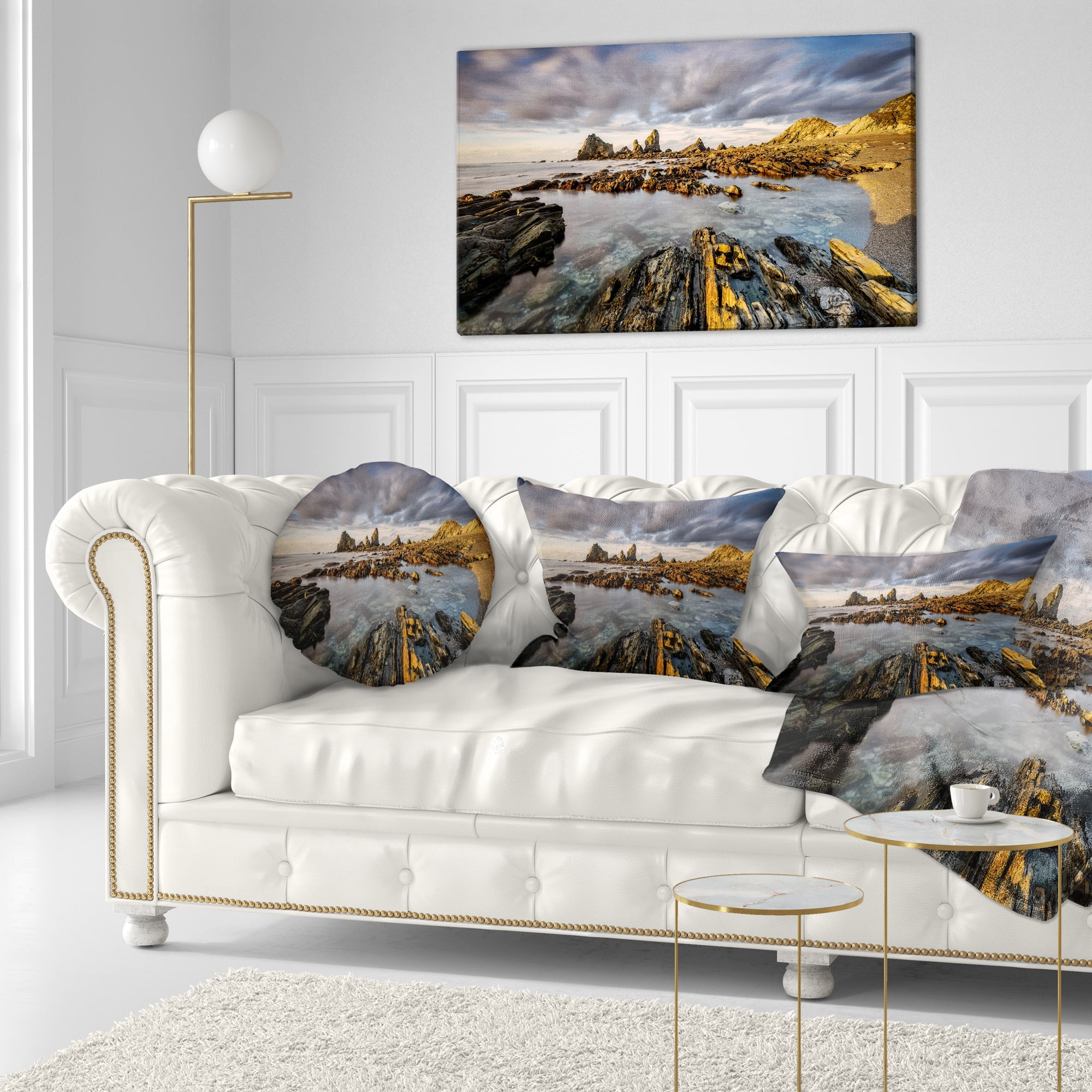 Designart Atlantic Coast in Spain - Seashore Photography Throw Pillow - 12x20