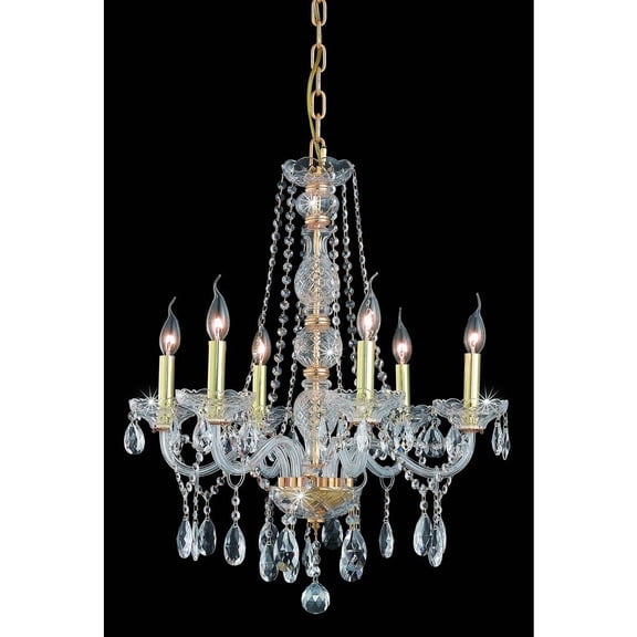 7956 Verona Collection Chandelier D:24in H:28in Lt:6 Gold Finish (Royal Cut Crystals)