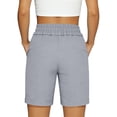 thumbnail image 4 of Dwellite Bermuda Long Shorts for Women Cotton linen Athletic Sweat Tummy Control Casual Lounge Summer Light Gray L, 4 of 5