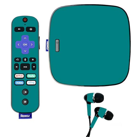 Skin Decal Wrap Compatible With Roku Ultra Sticker Design Solid Teal