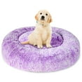 thumbnail image 6 of Exclusivo Mezcla Calming Donut Pet Bed for Medium Dogs 24", Anti-Anxiety Plush Cozy Warming Dog Bed, Gradient Purple, 6 of 7