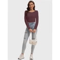 thumbnail image 3 of Womens Long Sleeve Tops Casual Basics Fall Shirts Solid Crewneck T-Shirt, 3 of 6