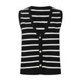 thumbnail image 5 of Kovlvoll Womens Tops Casual Sleeveless Loose Cardigan Button up Striped V-Neck Sweater Vests Top, 5 of 6