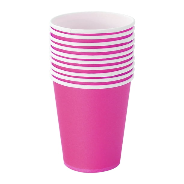 Bearachild Vasos desechables no tóxicos, vasos de papel de calidad alimentaria, resistentes a desgarros, línea suave, ingredientes seguros, 50 Mostrada Rosa roja