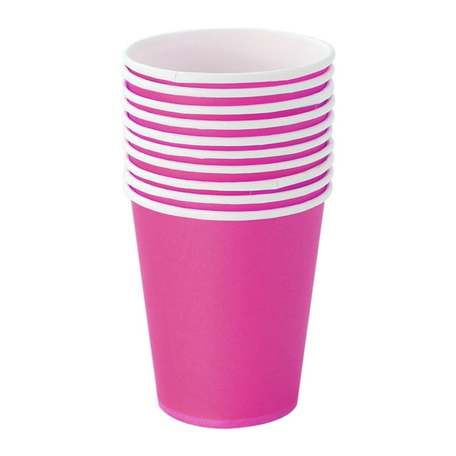 ZheElen 50 Pcs Gobelets en Papier de Fête Couleurs Vibrantes Inodore Anti-Rayures Grand Application Résistant à l'Usure Café Rouge rose 1Ensemble