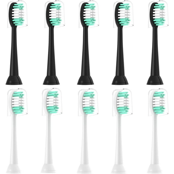 PINHEN Replacement Toothbrush Heads Compatible with AquaSonic Black Series 10 Pack for Electric Toothbrush, Black&White