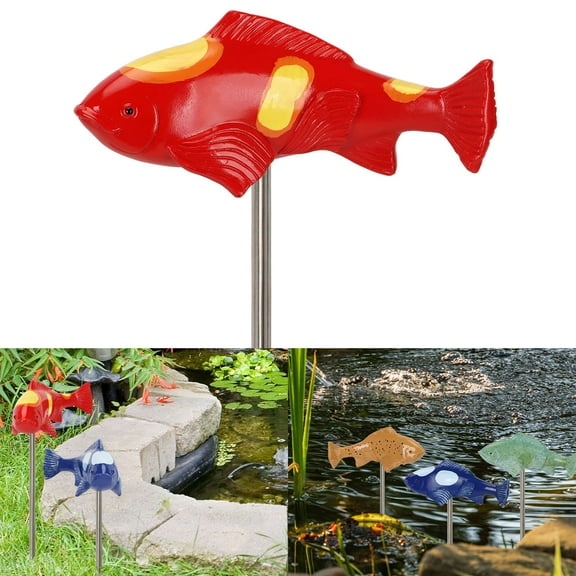 Gustave Resin Koi Fish Decor Garden Fish Sculptures Statues with Stake for Outdoor Pond Yard Lawn Home Decoration