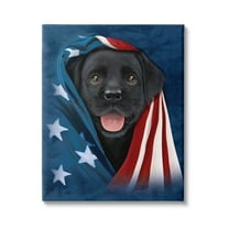 Stupell Industries Labrador & American Flag Animals & Insects Painting Gallery Wrapped Canvas Art Print Wall Art, 30 x 40