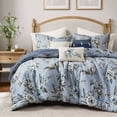 thumbnail image 2 of Cotton Bedding Set, 7PCS Queen Vintage Floral Comforter Set, Blue Comforter Set,Cotton Bed In A Bag, Household Supplies & Décor Bedding Bedding Sets 7PCS Queen Vintage Floral Comforter Set, 2 of 21