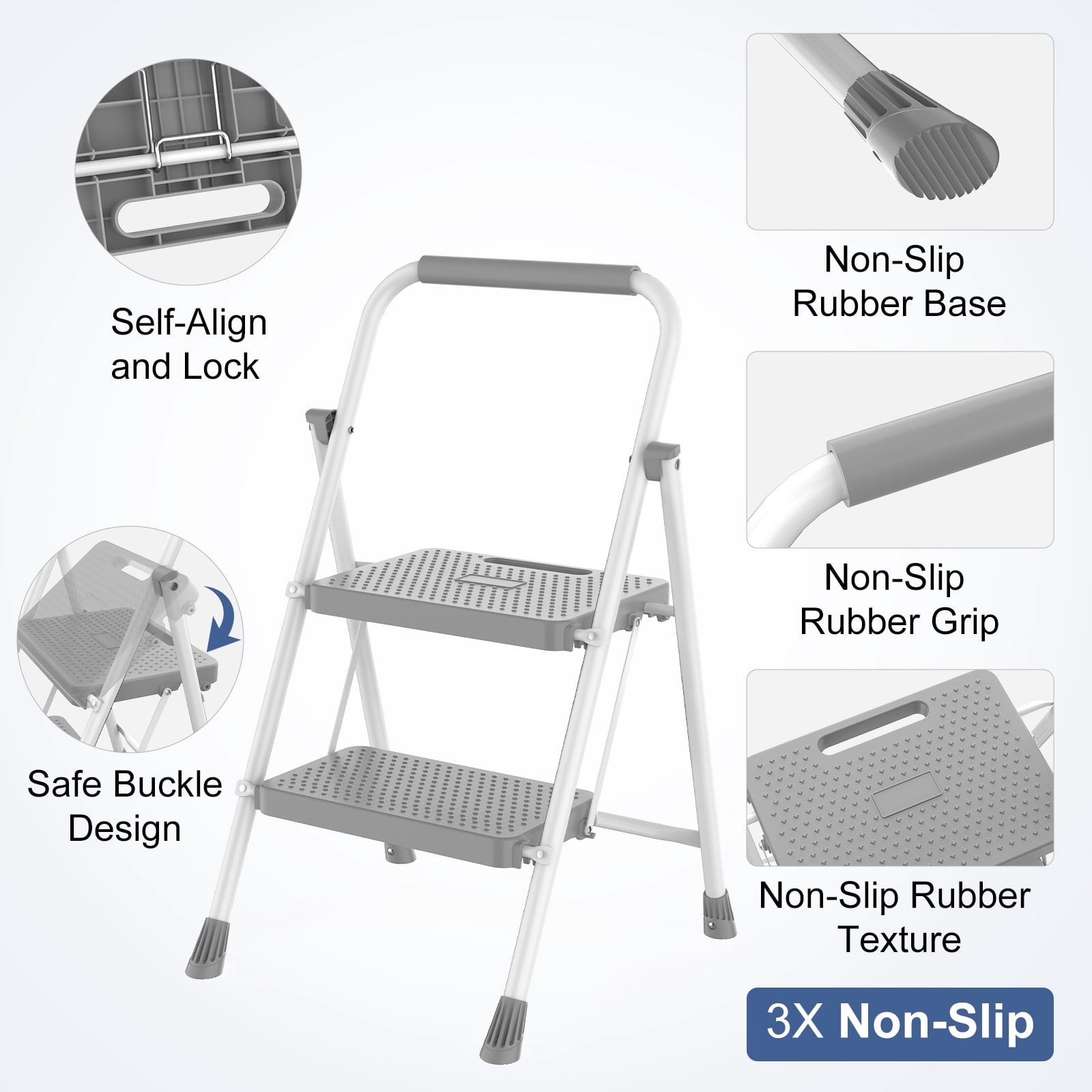 Portable Folding Ladder with Safety Lock and Anti‑Slip Pedals