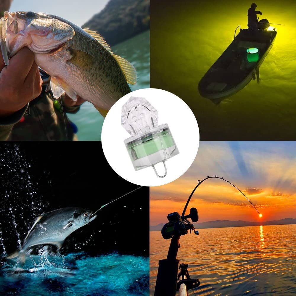 Rojuna 10 Pack Fishing Deep Drop Light LED, Colorful Flashing Strobe LED Fishing Lights, Underwater Fishing Light, Waterproof Attractants Diamond Lure Light for Saltwater Freshwater Tuna (Multi-color)