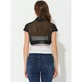 thumbnail image 4 of Satén Shrug Bolero Cap Sleeve Business Open Front Crop Cardigan para mujer Negro S, 4 of 5
