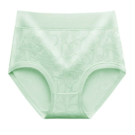 Dasayo Plus Size Women s Panties under $4 Cotton Green Comfy High Waist Solid Stretch Underwear Womens Tanga Panties L