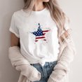 thumbnail image 4 of Women's Short Sleeve T-shirts Round Neck Short Sleeve 4th July Tees USA Flag Independence Day Festival Summer Outfits (2XL, White 01), 4 of 5