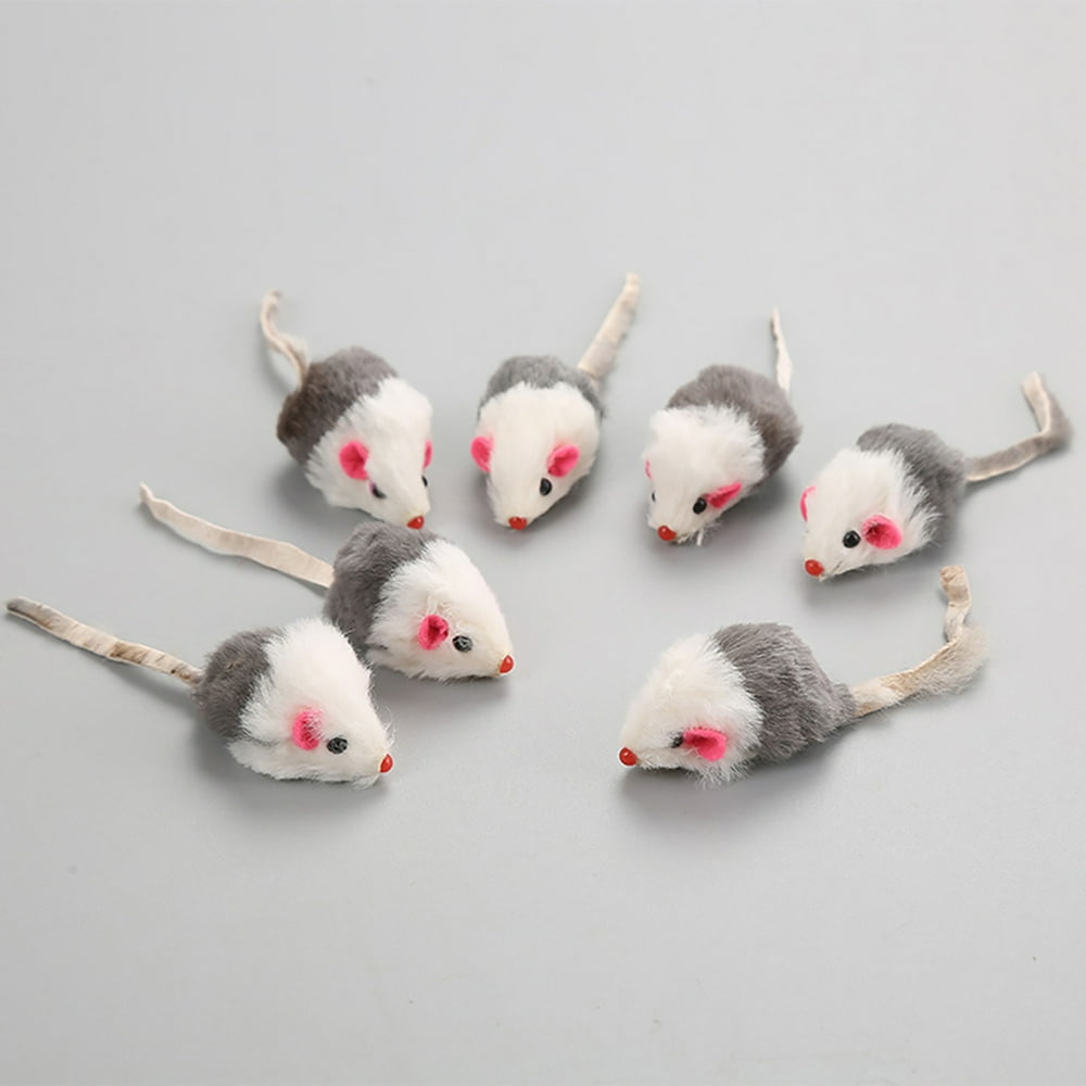 SPRING PARK Cat Toys Mice, Plush Furry Catnip Mice Toys, Interactive