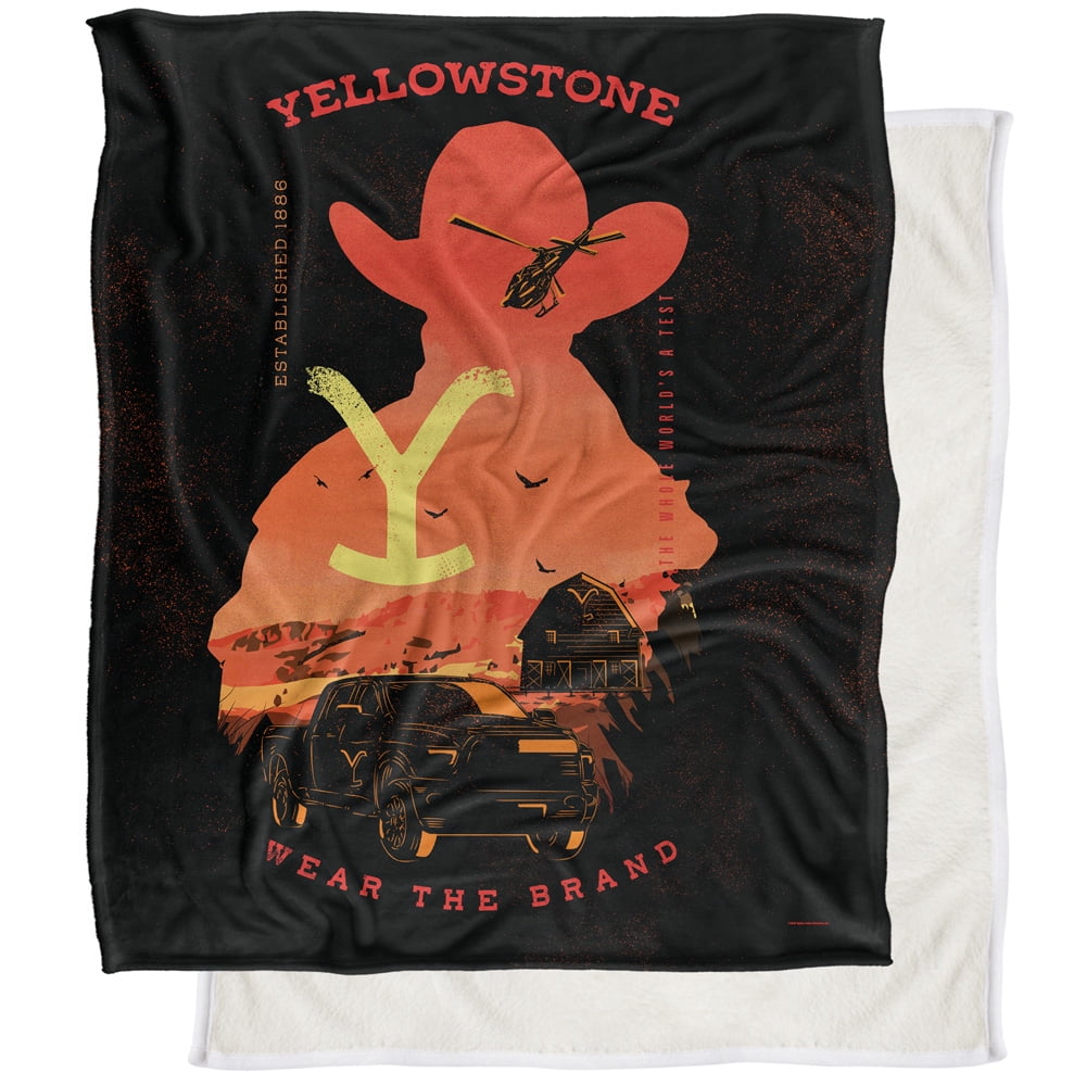 Yellowstone Blanket, 50"x60" Yellowstone Wear The Brand Silky Touch Sherpa Back Super Soft Throw