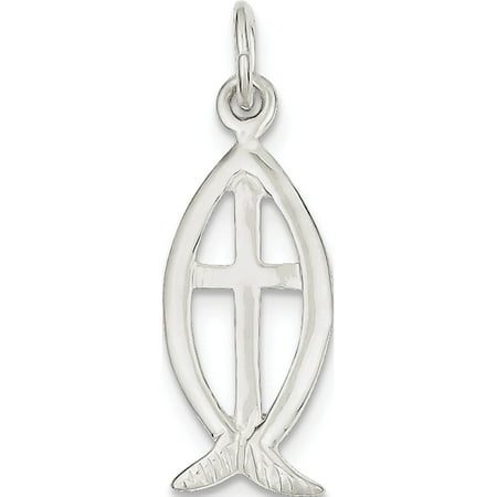 Ichthus Jewelry Leslies Fine Jewelry Designer 925 Sterling Silver Ichthus Fish Cross (11x27mm) Pendant Gift Box Included ()