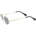 thumbnail image 3 of Rimless Oval Sunglasses Slim Metal Arms Color Tinted Neutral Lens 54mm (Gold / Smoke), 3 of 4