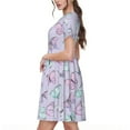 thumbnail image 2 of Goofa Purple Butterfly Pattern Women Summer Short Sleeve Midi Dress with Pockets Casual Aline Flowy Tshirt Dress Vocation Beach Sundress, 2 of 6