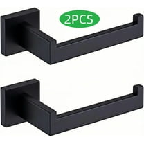 WLGJL Toilet Paper Holder Matte Black, Toilet Tissue Roll Holders Dispenser and Hangers Wall Mounted for Bathroom & Kitchen, Stainless Steel Modern Square Style 2PCS