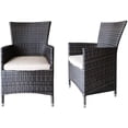 thumbnail image 3 of Furniture One 9PCS Wicker Patio Dining Set Rust Free Aluminium Frame Full Assemble, Outdoor Furniture Set 8 Seats, Round Glass Table Top with Umbrella Hole, Mix Brown, 3 of 5