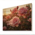 thumbnail image 2 of Designart "Pink Roses landscape With Sunset" Floral Print on Natural Pine Wood, 2 of 5