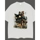 thumbnail image 3 of Cotton Vintage Style Short Sleeve Loose Fit T-Shirt with Anime-Inspired Printed Graphic, Crew Neck, Slight Stretch Knit Fabric, 3 of 6