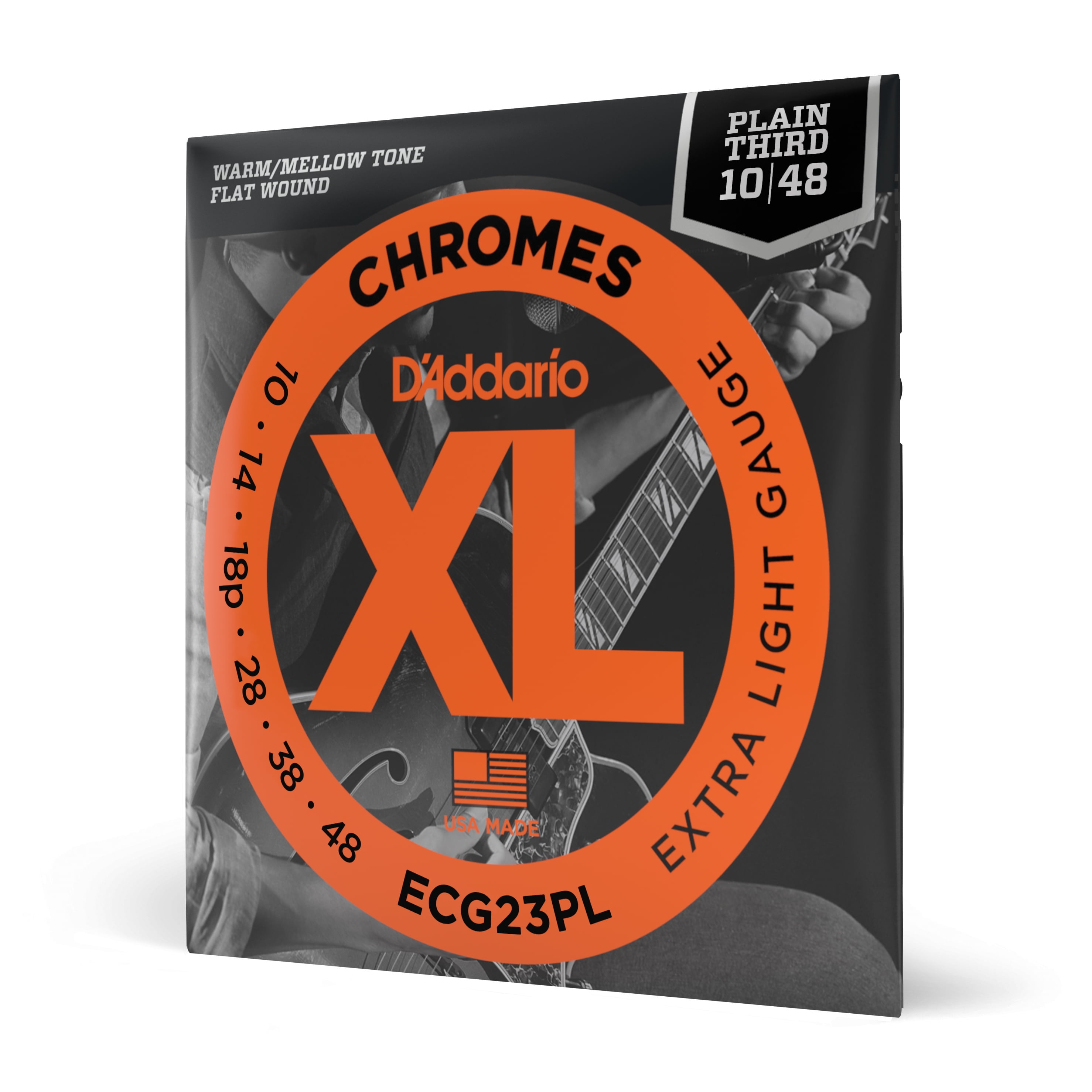 D'Addario XL Chromes Plain Third Electric Guitar Strings Extra Light (10 - 48)
